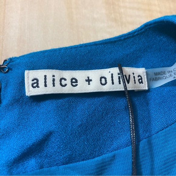 NWT Alice and Olivia “Adrianna” Faux Wrap Dress in Dark Turquoise - Picture 7 of 11